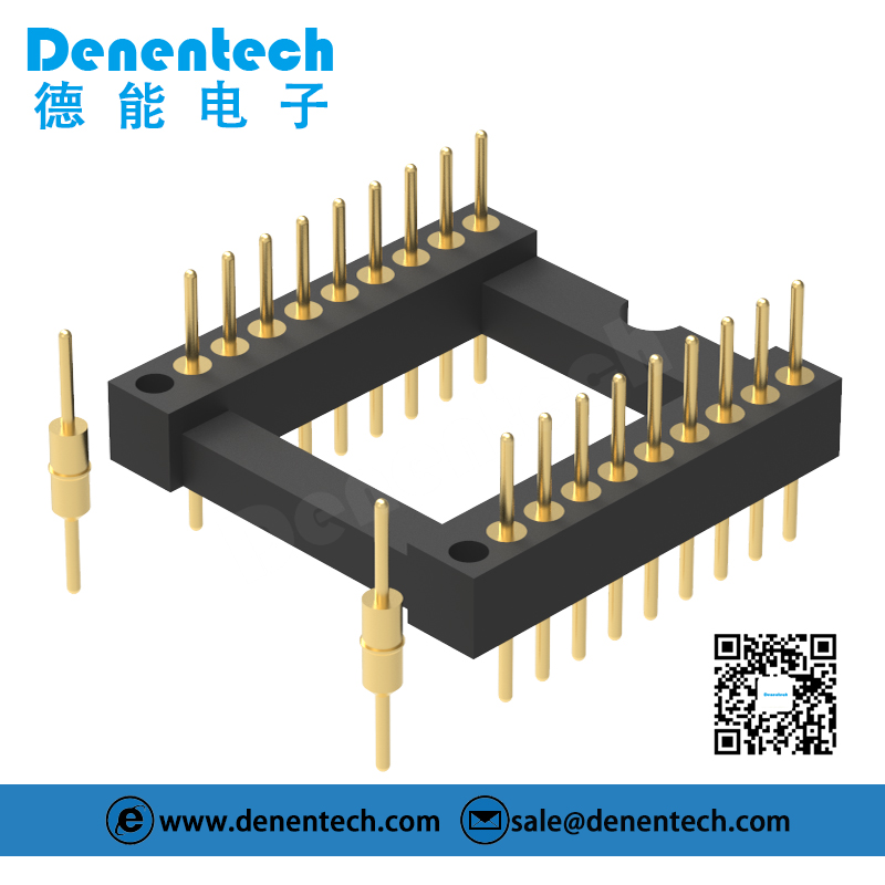 Denentech 工厂直供1.778MMIC座排针双排180度直插圆孔镀金IC插座